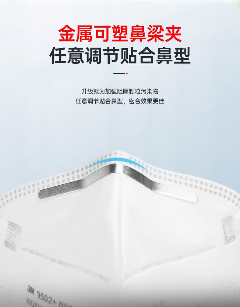 3M 9502+ N95 防颗粒物口罩 （非油性颗粒、头带式、中国N95认证）